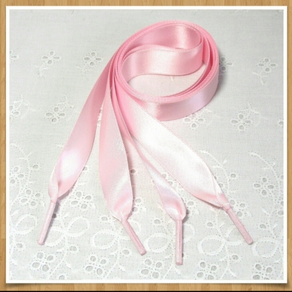 Pink Satin Shoe Laces 46" Long